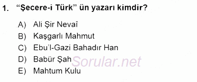 XVI-XIX. Yüzyıllar Türk Dili 2015 - 2016 Ara Sınavı 1.Soru