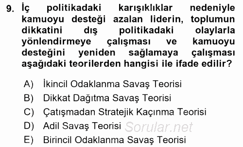 Diş Politika Analizi 2017 - 2018 3 Ders Sınavı 9.Soru