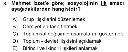 Türk Sosyologları 2015 - 2016 Ara Sınavı 3.Soru