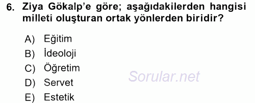 Türk Sosyologları 2015 - 2016 Ara Sınavı 6.Soru