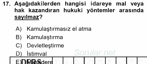 İdare Hukukuna Giriş 2015 - 2016 Ara Sınavı 17.Soru