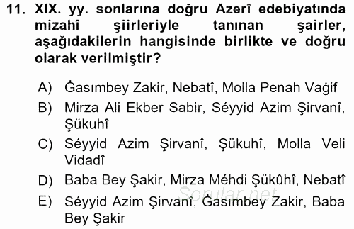 Çağdaş Türk Edebiyatları 1 2015 - 2016 Ara Sınavı 11.Soru