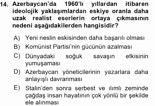 Çağdaş Türk Edebiyatları 1 2015 - 2016 Ara Sınavı 14.Soru