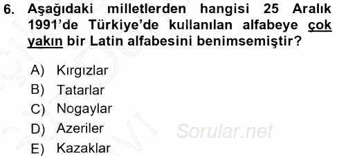 Çağdaş Türk Edebiyatları 1 2015 - 2016 Ara Sınavı 6.Soru