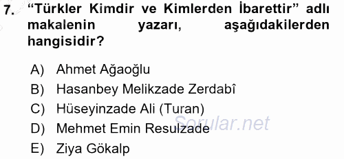 Çağdaş Türk Edebiyatları 1 2015 - 2016 Ara Sınavı 7.Soru