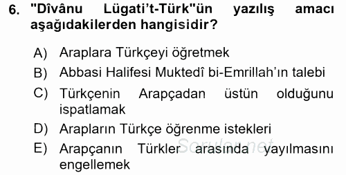 Türk İslam Edebiyatı 2015 - 2016 Dönem Sonu Sınavı 6.Soru