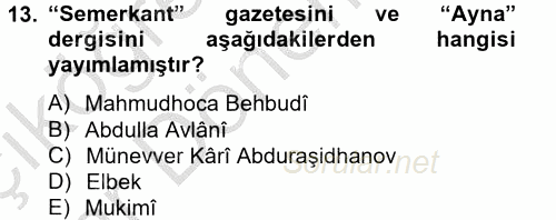 Çağdaş Türk Edebiyatları 2 2012 - 2013 Ara Sınavı 13.Soru