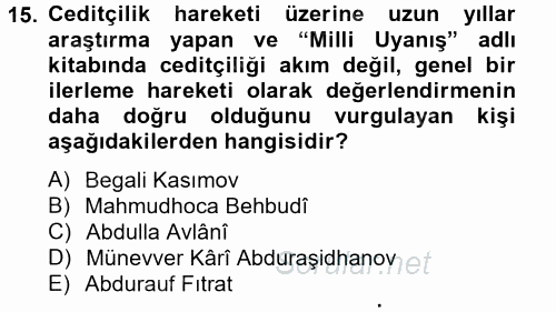 Çağdaş Türk Edebiyatları 2 2012 - 2013 Ara Sınavı 15.Soru