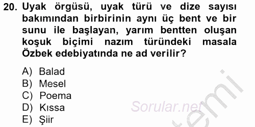 Çağdaş Türk Edebiyatları 2 2012 - 2013 Ara Sınavı 20.Soru