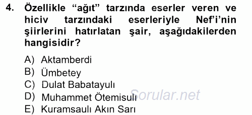 Çağdaş Türk Edebiyatları 2 2012 - 2013 Ara Sınavı 4.Soru