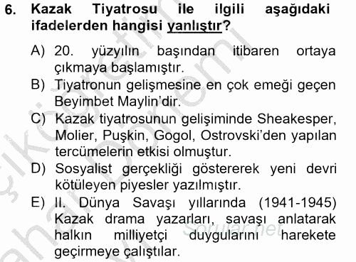 Çağdaş Türk Edebiyatları 2 2012 - 2013 Ara Sınavı 6.Soru