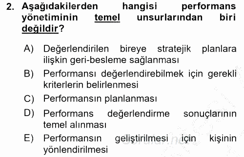 Performans ve Kariyer Yönetimi 2016 - 2017 3 Ders Sınavı 2.Soru
