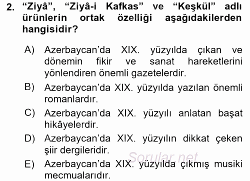 Çağdaş Türk Yazı Dilleri 1 2016 - 2017 Dönem Sonu Sınavı 2.Soru