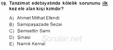 Yeni Türk Edebiyatına Giriş 1 2014 - 2015 Dönem Sonu Sınavı 19.Soru