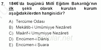 Yeni Türk Edebiyatına Giriş 1 2014 - 2015 Dönem Sonu Sınavı 7.Soru