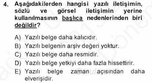 Halkla İlişkiler Yazarlığı 2013 - 2014 Dönem Sonu Sınavı 4.Soru