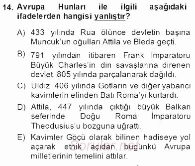 Orta Asya Türk Tarihi 2014 - 2015 Ara Sınavı 14.Soru