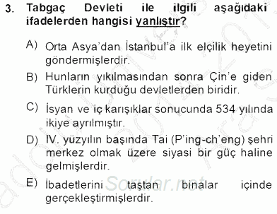 Orta Asya Türk Tarihi 2014 - 2015 Ara Sınavı 3.Soru