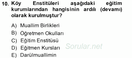 Türkiye Cumhuriyeti Siyasî Tarihi 2014 - 2015 Tek Ders Sınavı 10.Soru