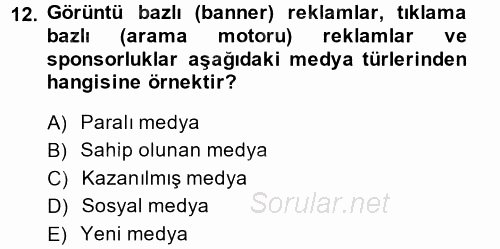 Sosyal Medya 2013 - 2014 Ara Sınavı 12.Soru