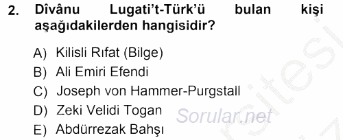 XI-XIII. Yüzyıllar Türk Dili 2012 - 2013 Ara Sınavı 2.Soru