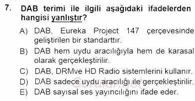 Radyo ve Televizyon Tekniği 2012 - 2013 Dönem Sonu Sınavı 7.Soru