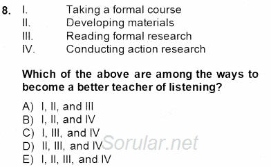 Okuma Ve Dinleme Öğretimi 2013 - 2014 Dönem Sonu Sınavı 8.Soru