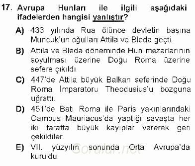Orta Asya Türk Tarihi 2012 - 2013 Ara Sınavı 17.Soru