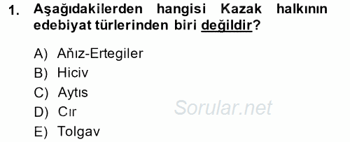 Çağdaş Türk Edebiyatları 2 2013 - 2014 Ara Sınavı 1.Soru