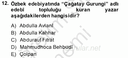 Çağdaş Türk Edebiyatları 2 2013 - 2014 Ara Sınavı 12.Soru