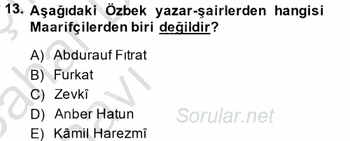 Çağdaş Türk Edebiyatları 2 2013 - 2014 Ara Sınavı 13.Soru