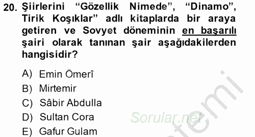 Çağdaş Türk Edebiyatları 2 2013 - 2014 Ara Sınavı 20.Soru