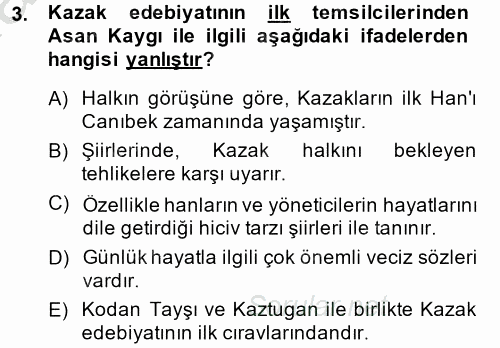 Çağdaş Türk Edebiyatları 2 2013 - 2014 Ara Sınavı 3.Soru