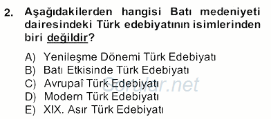 II. Meşrutiyet Dönemi Türk Edebiyatı 2013 - 2014 Ara Sınavı 2.Soru