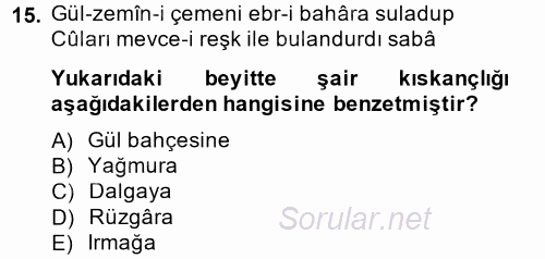 XVIII. Yüzyıl Türk Edebiyatı 2014 - 2015 Tek Ders Sınavı 15.Soru