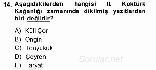 Orhon Türkçesi 2014 - 2015 Ara Sınavı 14.Soru