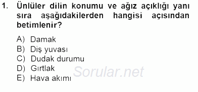 Genel Dilbilim 2 2014 - 2015 Dönem Sonu Sınavı 1.Soru