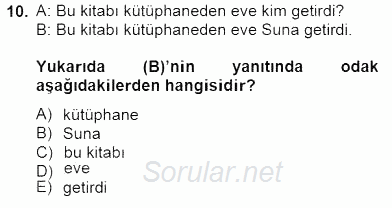 Genel Dilbilim 2 2014 - 2015 Dönem Sonu Sınavı 10.Soru