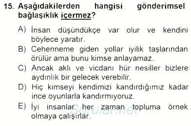 Genel Dilbilim 2 2014 - 2015 Dönem Sonu Sınavı 15.Soru