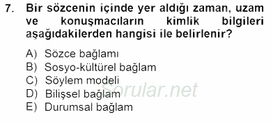 Genel Dilbilim 2 2014 - 2015 Dönem Sonu Sınavı 7.Soru