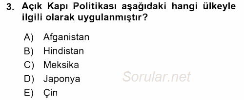 Siyasi Tarih 2016 - 2017 Dönem Sonu Sınavı 3.Soru