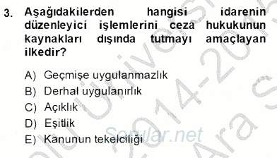 Ceza Hukuku 2014 - 2015 Ara Sınavı 3.Soru