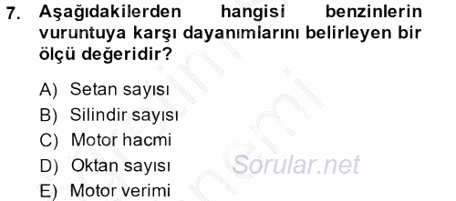 Tarım Alet ve Makinaları 2013 - 2014 Ara Sınavı 7.Soru