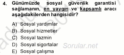 Sosyal Politika 2 2013 - 2014 Ara Sınavı 4.Soru