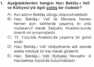 Türkiye´nin Kültürel Mirası 2 2012 - 2013 Dönem Sonu Sınavı 1.Soru