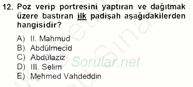 Türkiye´nin Kültürel Mirası 2 2012 - 2013 Dönem Sonu Sınavı 12.Soru