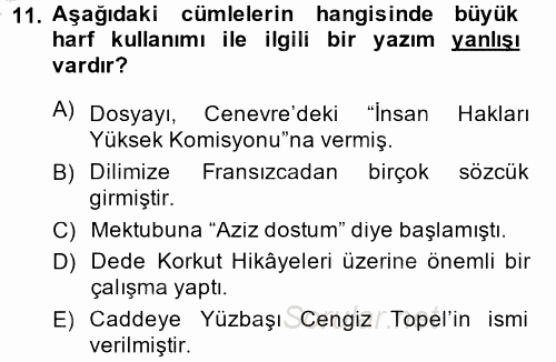 Türk Dili 2 2014 - 2015 Ara Sınavı 11.Soru