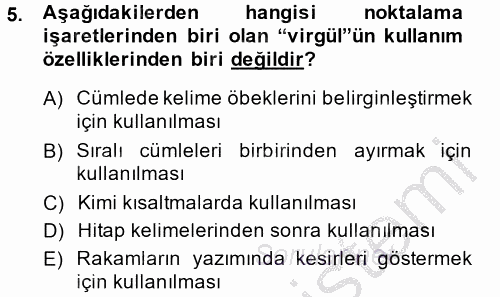 Türk Dili 2 2014 - 2015 Ara Sınavı 5.Soru