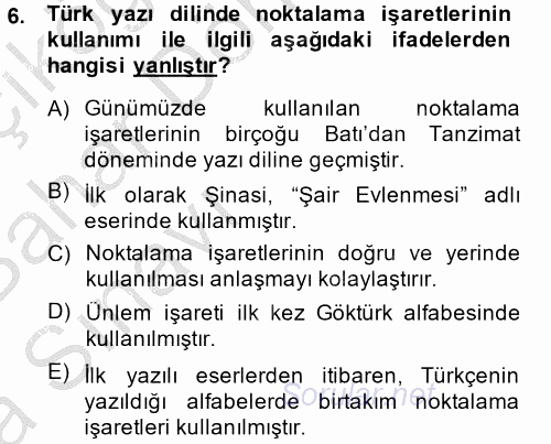 Türk Dili 2 2014 - 2015 Ara Sınavı 6.Soru