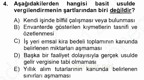 Türk Vergi Sistemi 2012 - 2013 Dönem Sonu Sınavı 4.Soru
